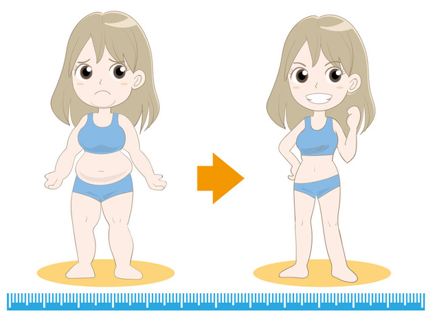 Mujeres de la dieta 1 antes y después
 - Vector, Imagen