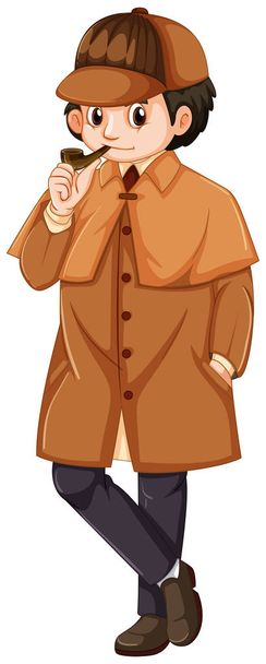 Detective con abrigo marrón
  - Vector, imagen