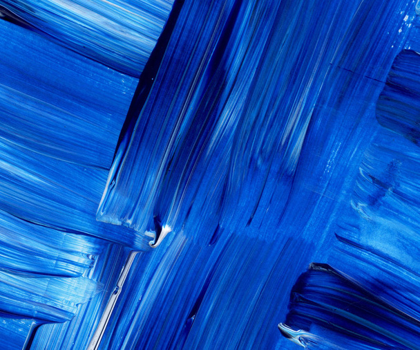 Μπλε Ακρυλικό δυναμικών πινέλου. Χειροποίητη υφή φόντου - Φωτογραφία, εικόνα