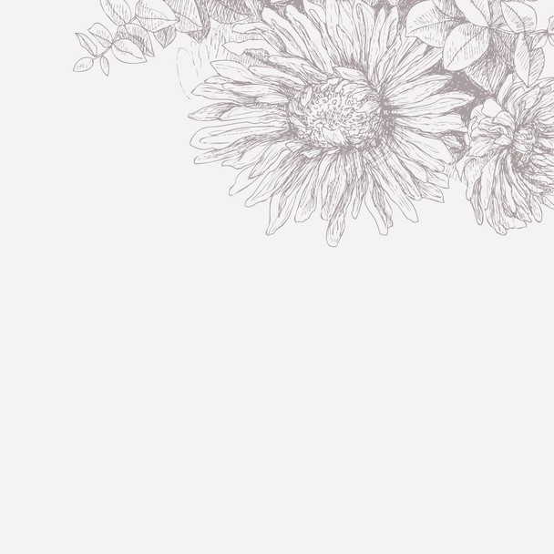 Vintage floral background for your text. Monochrome - Vektor, Bild