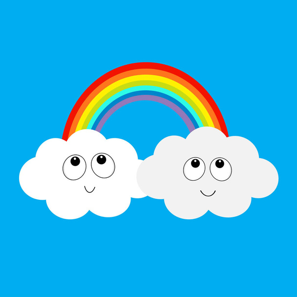 Regenbogen und zwei Wolken  - Vektor, Bild