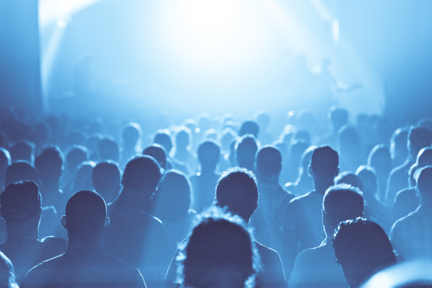 Голубая атмосфера и толпа в силуэте во время Консерта
 - Фото, изображение
