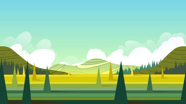 Horizontal seamless summer landscape. Vector illustration.fits on mobile devices and may be scaled for desktop size. 1920x1080. - Vector, Image
