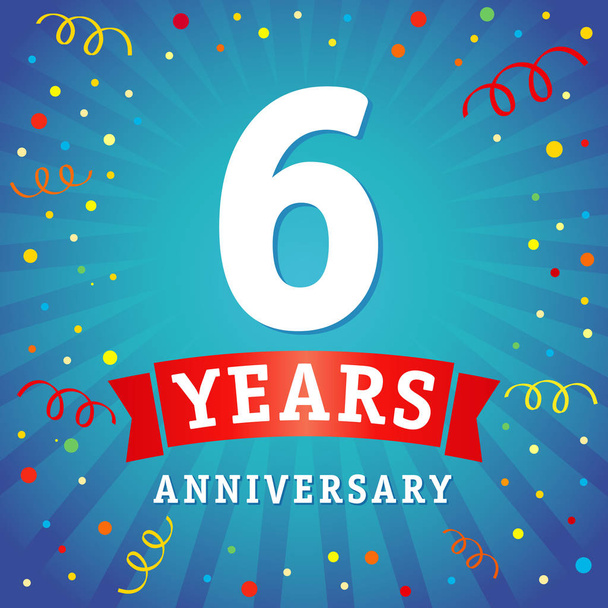 6 ans anniversaire logo carte de célébration
 - Vecteur, image