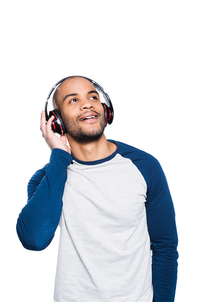 african american man in headphones  - Foto, afbeelding