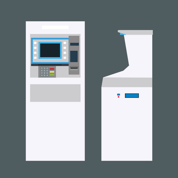 Λευκό ΑΤΜ τράπεζα ταμειακή μηχανή με απομονωμένες φόντο. Μηχάνημα ΑΤΜ - Διάνυσμα, εικόνα