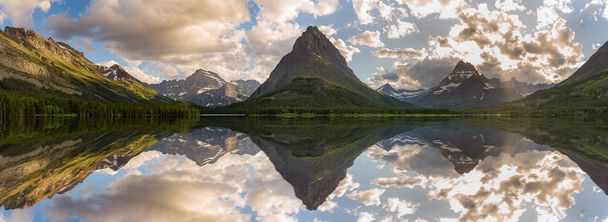 Swiftcurrent Lake and Reflection - Photo, Image