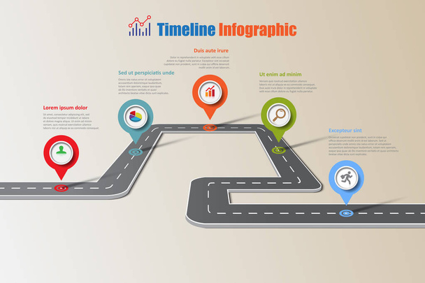 İş yol haritası zaman çizelgesi Infographic, vektör çizim - Vektör, Görsel