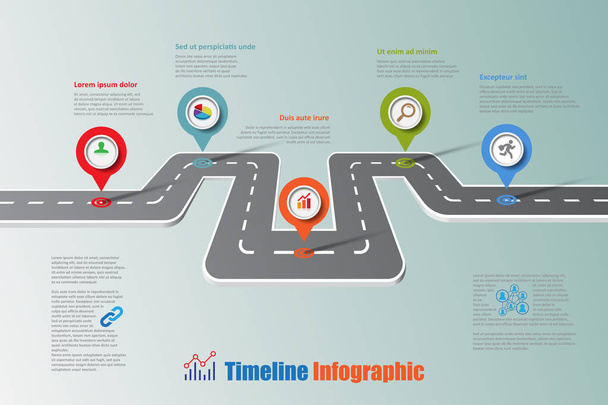 Mapa de ruta de negocios infografía de la línea de tiempo, ilustración vectorial
 - Vector, Imagen