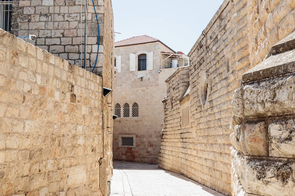 Silent streets in the old city of Jerusalem,  Israel. Hativat Etsyoni street. - Photo, Image