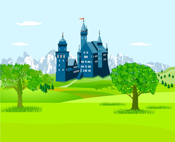 kasteel op het platteland - Vector, afbeelding