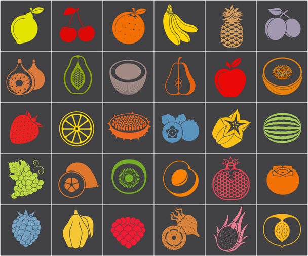 Fruits web icon set - Vector, Image