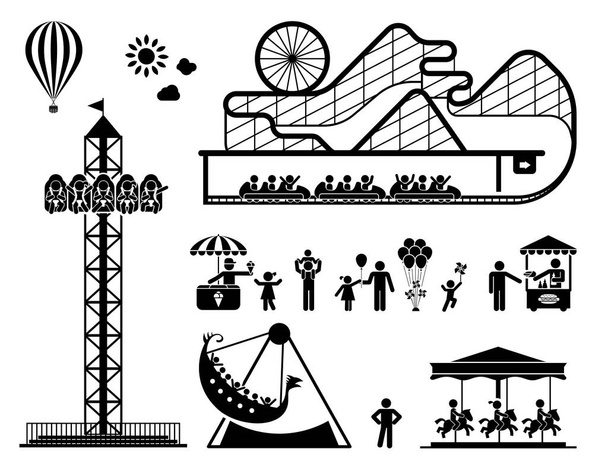 Conjunto de pictogramas do parque de diversões
 - Vetor, Imagem