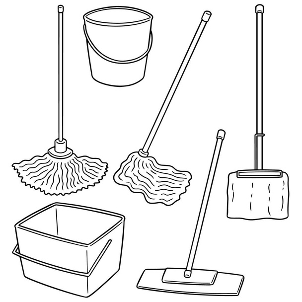 vector set of cleaning mop - Vector, Image