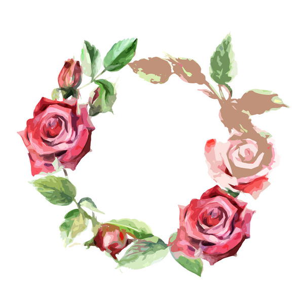 Couronne de fleurs roses sauvages dans un style vectoriel isolé
. - Vecteur, image