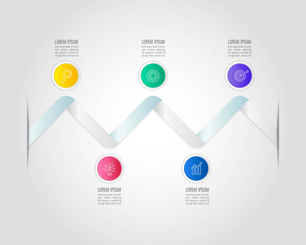 Infografik-Design Business-Konzept mit 5 Optionen. - Vektor, Bild