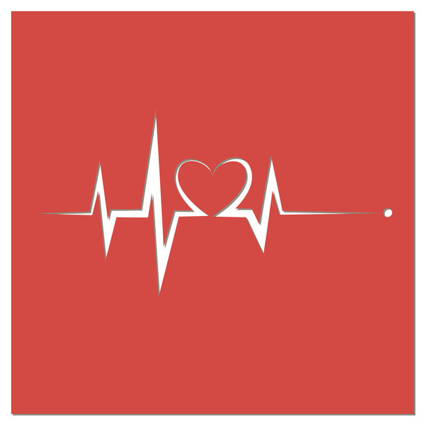 Herzschlag-Linie Herz-Herz-Herz-Kreislauf - Vektor, Bild