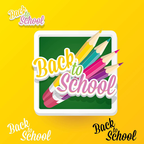 Étiquette vectorielle de retour à l'école avec texte et crayon
 - Vecteur, image