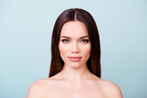 Beauty and health concept. Young pretty lady with healthy skin,  - Фото, зображення