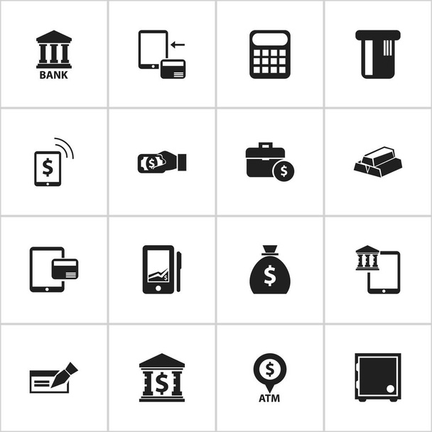 Set van 16 bewerkbare Banking iconen. Bevat symbolen zoals Holdall, Freelance inkomen, loon en meer. Kan worden gebruikt voor Web, Mobile, Ui en Infographic Design. - Vector, afbeelding