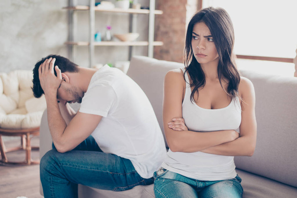 Mistrust and cheat problems. Annoyed couple is ignoring each oth - Φωτογραφία, εικόνα