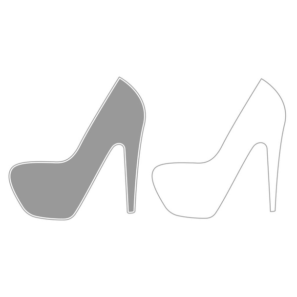 Woman shoes  grey set  icon . - Vector, Image