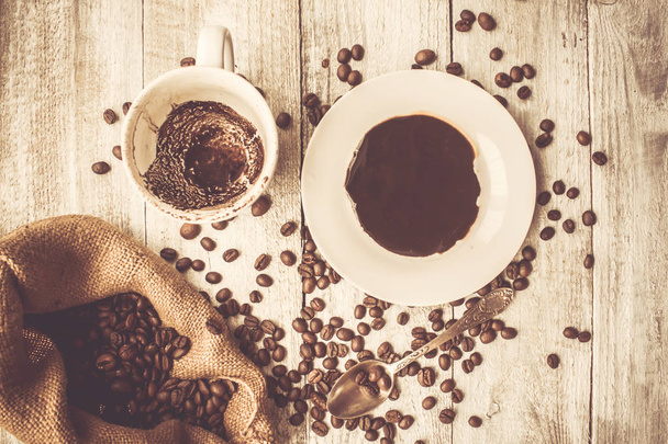 Кофе. чашку кофе. селективный фокус
. - Фото, изображение