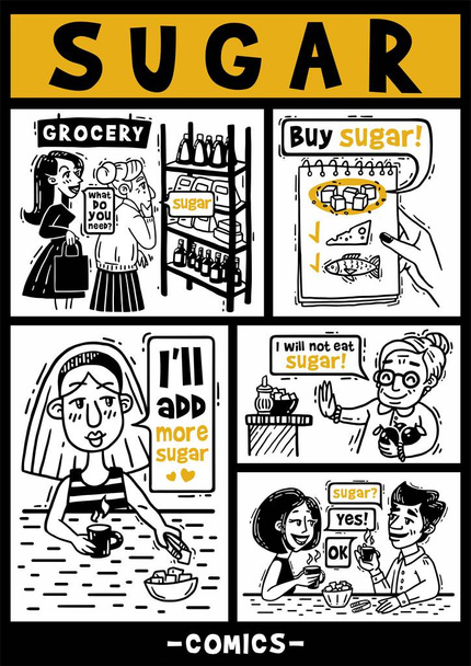 Komiks lidí a cukru - Vektor, obrázek