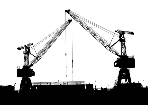 Грузовой кран в морском порту
 - Вектор,изображение