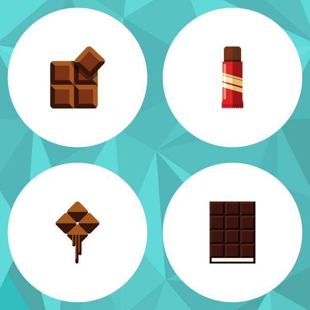 Tatlı, tatlı, kakao ve diğer vektör nesnelerini düz simge kakao seti. Aynı zamanda lezzetli, çikolata, tatlı öğeleri içerir. - Vektör, Görsel