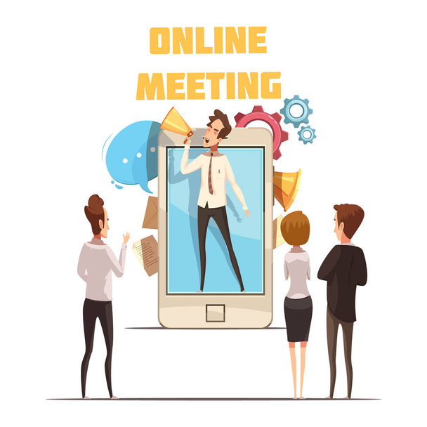  Концепция онлайн-встречи - Вектор,изображение