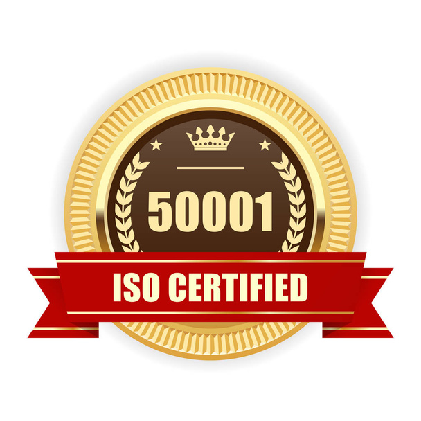 ISO 50001 sertifioitu mitali - Energianhallinta
 - Vektori, kuva