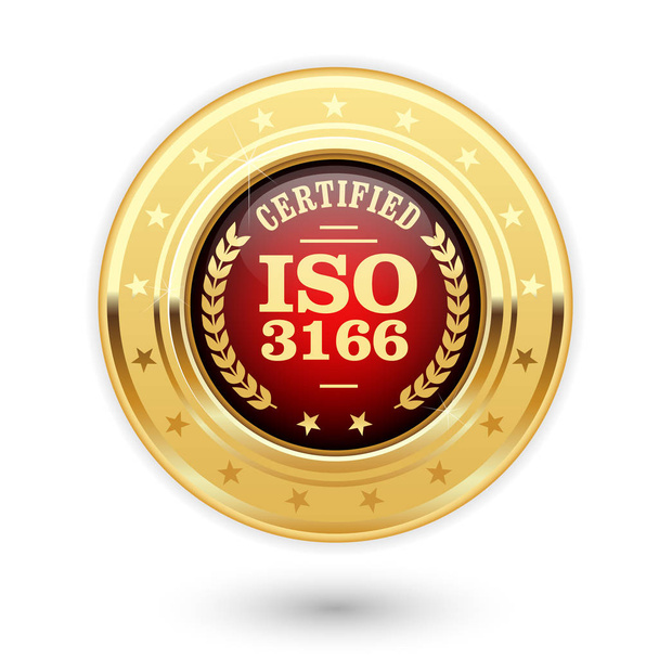 ISO 3166 tanúsított medal - országkódok - Vektor, kép