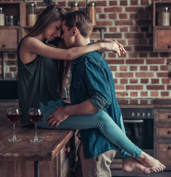 Loving couple at home - 写真・画像