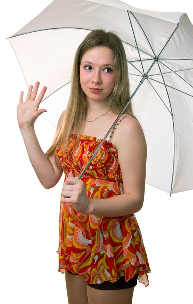 Smiling girl with a umbrella - Фото, зображення