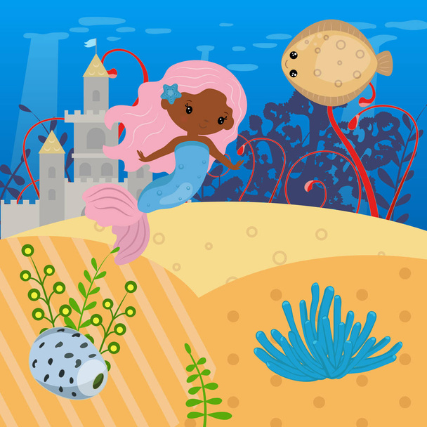 Vector background with an underwater world - Vector, imagen