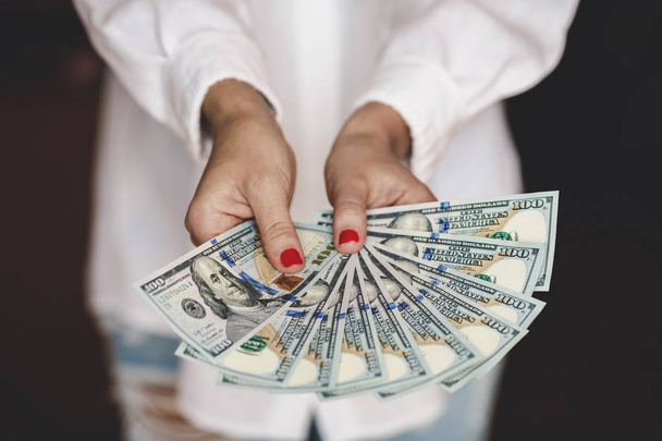 Hands holding money dollars - Фото, изображение