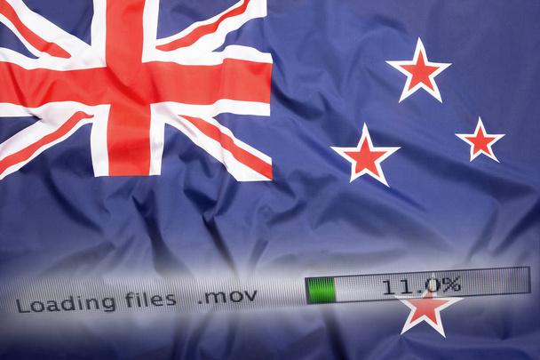 Herunterladen von Dateien auf einem Computer, Neuseeland Flagge - Foto, Bild