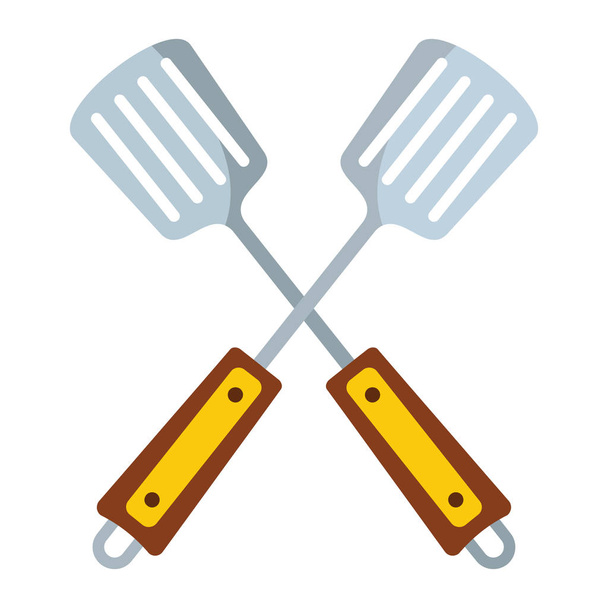 Spatula grill in cartoon flat style isolated on white background barbeque object for summer party barbeque design and web - Διάνυσμα, εικόνα