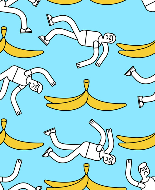 Caer en el patrón de plátano sin costuras. Resbalón sobre el fondo de la cáscara de plátano
. - Vector, imagen
