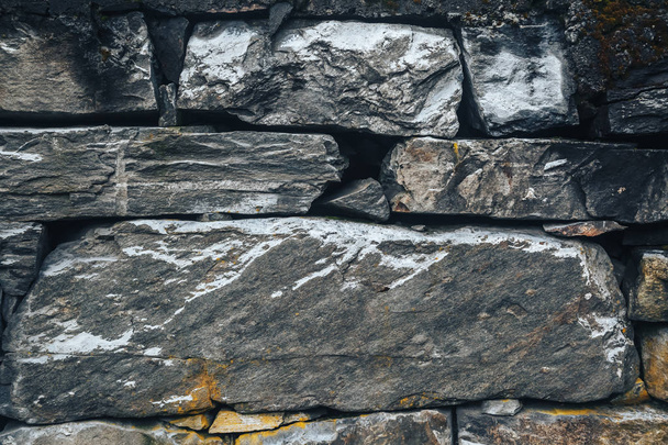 Stone gray wall background, brick rock texture, stone texture - Fotoğraf, Görsel