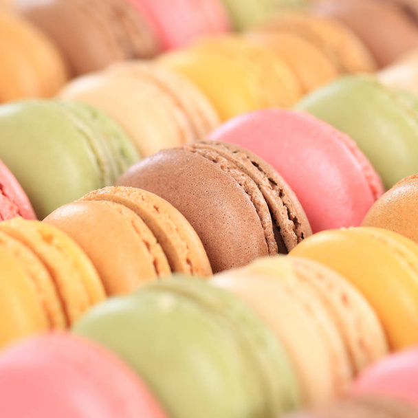 Macarons macaroons colorful cookies dessert from France square - Foto, afbeelding