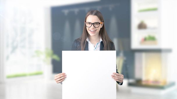 Young Business woman over interior background - Foto, Imagem