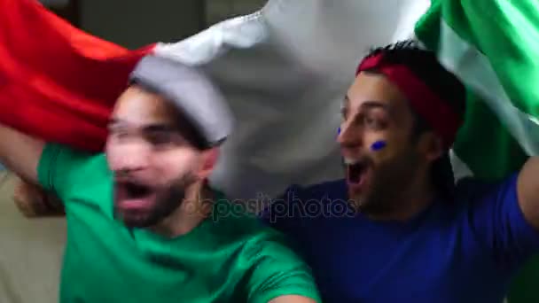 Italialaiset ystävät juhlivat Italian lipun kanssa
 - Materiaali, video