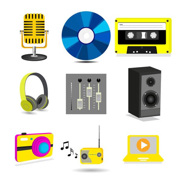 Movie and video icons set. Isometric 3d illustration of 9 movie and video vector icons for web - Vector, Image