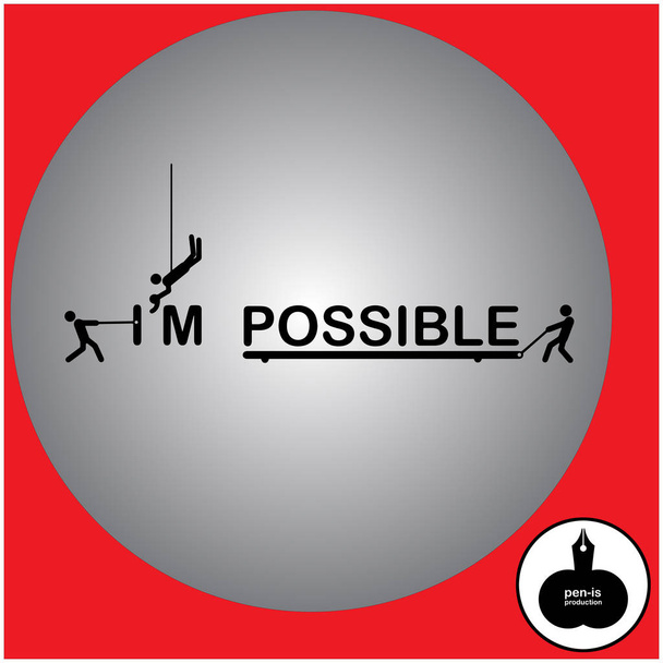 Illustration vectorielle trois hommes changent le mot impossible à je suis possible
 - Vecteur, image