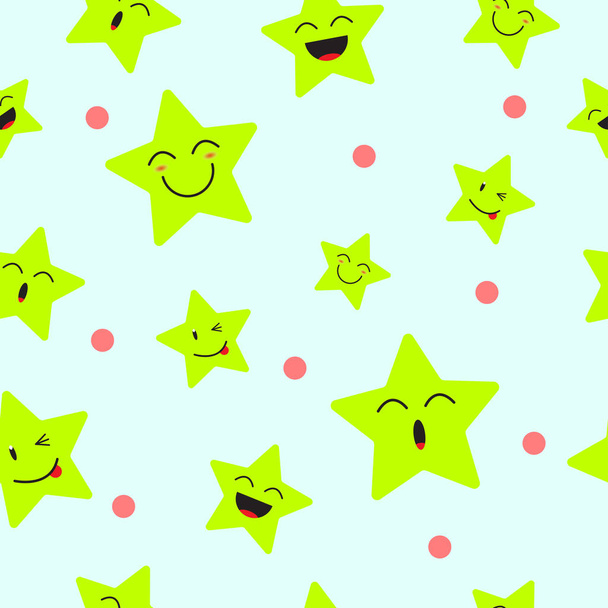 Cute Star Emoji Seamless Pattern Background  - Vector, Image