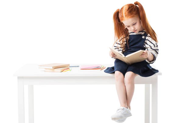 schoolgirl reading book - Fotó, kép