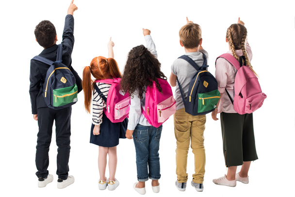 багатоетнічні діти з рюкзаками
 - Фото, зображення