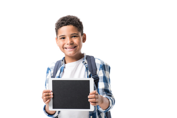 African american boy with digital tablet - Foto, imagen